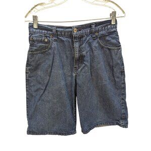 Levi 569 Red Tab Women Dark Wash High Rise 5 Pocket Jean Shorts Size 29X9.5
